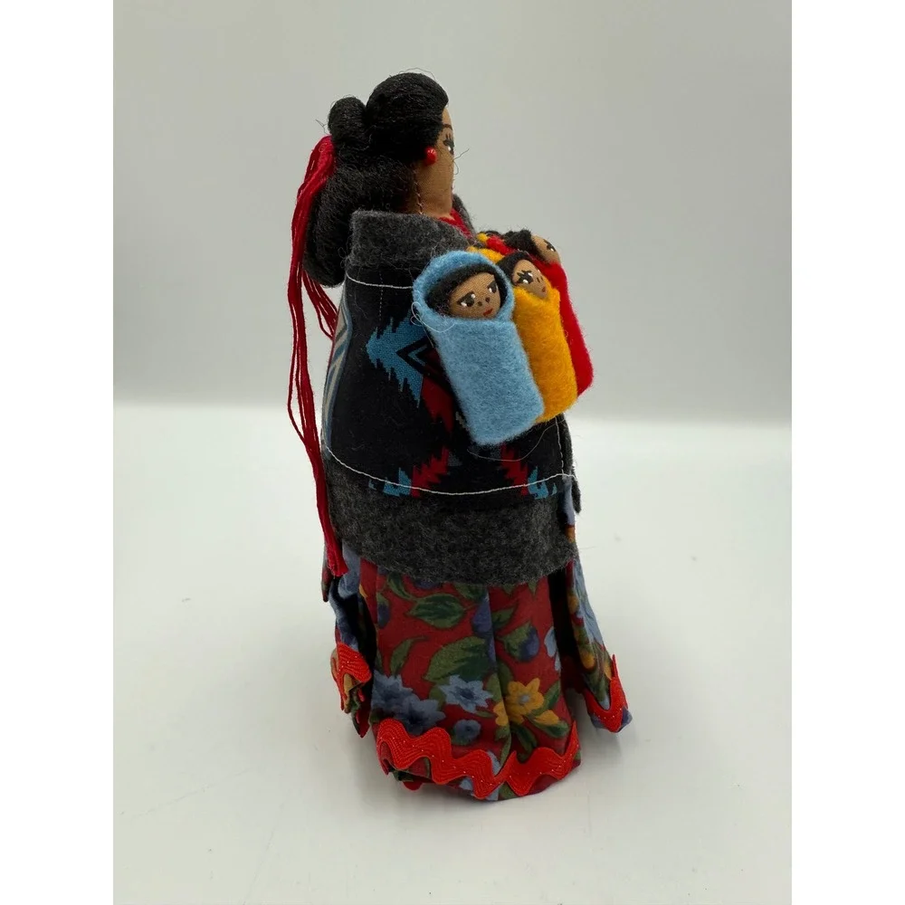 Handmade Native‎ American Storyteller Doll Mother with 5 Babies Folk Art 7.5